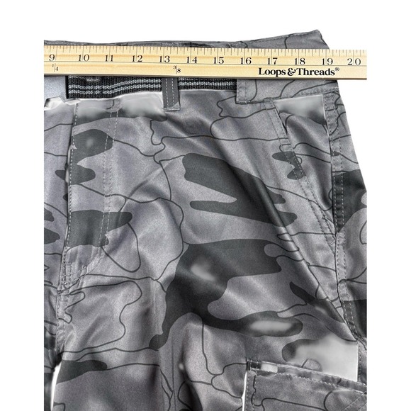 DENALI Mens 36 Gray Jigsaw Camo Cargo Shorts Belted Performance Stretch - Picture 13 of 14